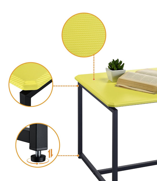 English Elm Gt Yellow Carbon Fiber Wrap 3 Piece Table Set with Metal Frame for Modern Living B061103290
