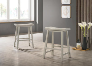English Elm Set of 2 Backless Counter Stools Upholstered Gray Fabric Flared Wood Leg Design B061110742
