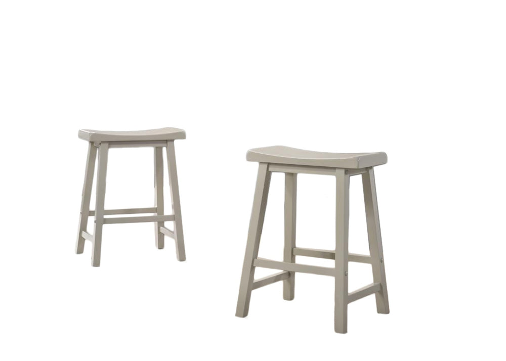 English Elm Set of 2 Backless Counter Stools Upholstered Gray Fabric Flared Wood Leg Design B061110742