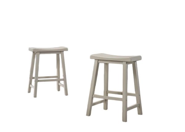 English Elm Set of 2 Backless Counter Stools Upholstered Gray Fabric Flared Wood Leg Design B061110742
