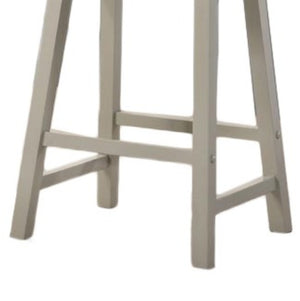 English Elm Set of 2 Backless Counter Stools Upholstered Gray Fabric Flared Wood Leg Design B061110742
