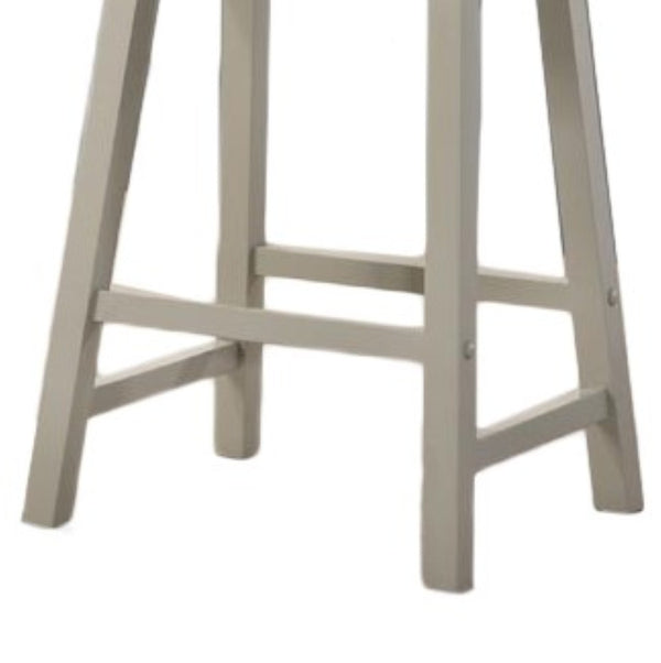 English Elm Set of 2 Backless Counter Stools Upholstered Gray Fabric Flared Wood Leg Design B061110742