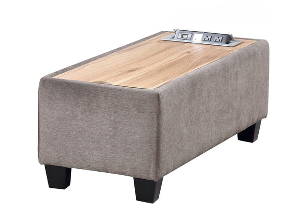 English Elm Madison Upholstered Console Ottoman with Hidden Storage Lift Top and Built-in Charging B06178337