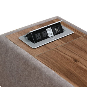English Elm Madison Upholstered Console Ottoman with Hidden Storage Lift Top and Built-in Charging B06178337