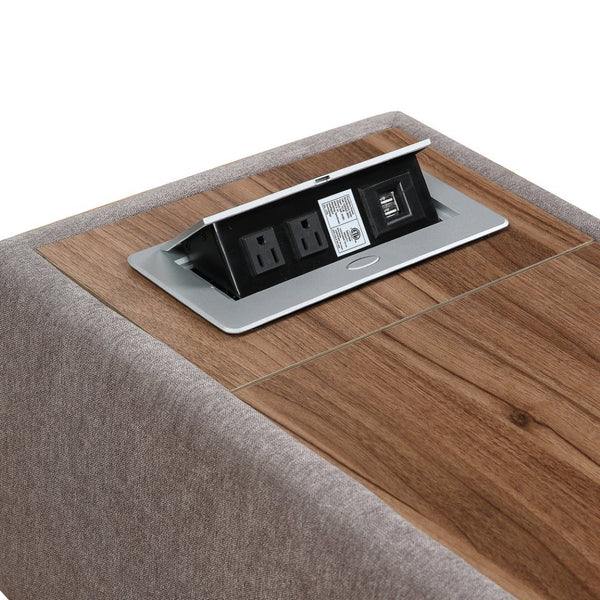English Elm Madison Upholstered Console Ottoman with Hidden Storage Lift Top and Built-in Charging B06178337