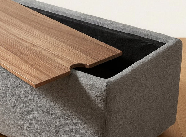English Elm Madison Upholstered Console Ottoman with Hidden Storage Lift Top and Built-in Charging B06178337