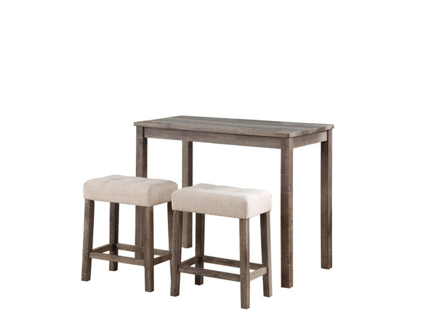 English Elm Lux Counter Height Pub Table Set with Tufted Linen Stools for Kitchen Nooks B06178657