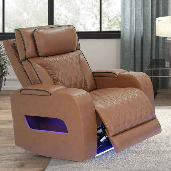 English Elm Jazz Quilted Leather Aire Power Recliner with Led Lighting and Built in Charging Ports B061P509153