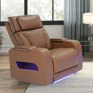 English Elm Jazz Quilted Leather Aire Power Recliner with Led Lighting and Built in Charging Ports B061P509153