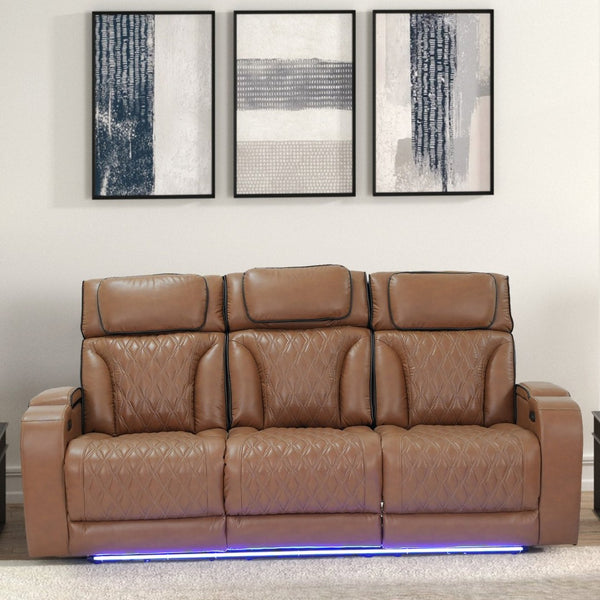 English Elm Jazz Power Reclining Sofa with Led Lighting Wireless Charging and Theater Style Comfort B061P509155