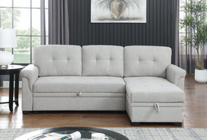 English Elm Lucca Linen Sleeper Sectional with Reversible Storage Chaise for Compact Living Lucca B061S00001