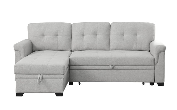 English Elm Lucca Linen Sleeper Sectional with Reversible Storage Chaise for Compact Living Lucca B061S00001