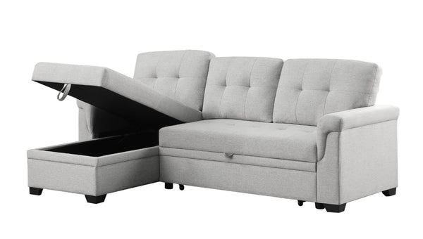 English Elm Lucca Linen Sleeper Sectional with Reversible Storage Chaise for Compact Living Lucca B061S00001