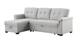 English Elm Lucca Linen Sleeper Sectional with Reversible Storage Chaise for Compact Living Lucca B061S00001