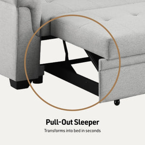 English Elm Lucca Linen Sleeper Sectional with Reversible Storage Chaise for Compact Living Lucca B061S00001