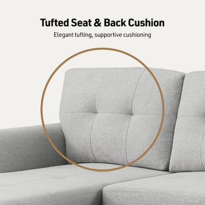 English Elm Lucca Linen Sleeper Sectional with Reversible Storage Chaise for Compact Living Lucca B061S00001