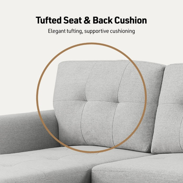 English Elm Lucca Linen Sleeper Sectional with Reversible Storage Chaise for Compact Living Lucca B061S00001