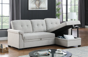 English Elm Lucca Linen Sleeper Sectional with Reversible Storage Chaise for Compact Living Lucca B061S00001