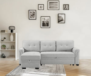 English Elm Lucca Linen Sleeper Sectional with Reversible Storage Chaise for Compact Living Sierra B061S00075