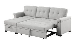 English Elm Lucca Linen Sleeper Sectional with Reversible Storage Chaise for Compact Living Sierra B061S00075