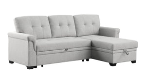 English Elm Lucca Linen Sleeper Sectional with Reversible Storage Chaise for Compact Living Sierra B061S00075