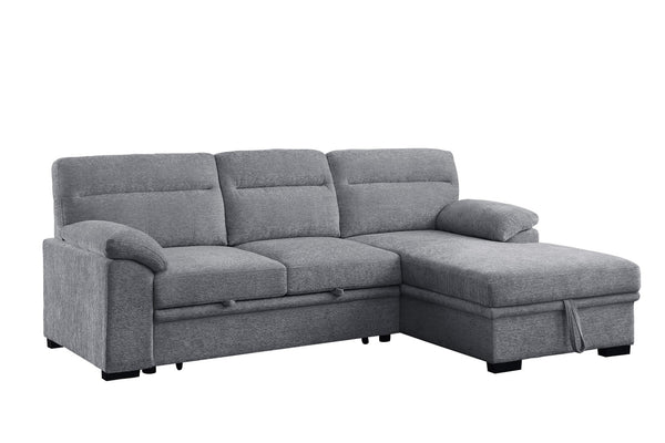 English Elm Kipling Chenille Sleeper Sectional with Storage Chaise Cupholders and Usb Charging B061S00974