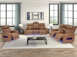 English Elm Jazz Power Reclining Living Room Set with Led Lighting Bluetooth and Wireless Charging B061S00975