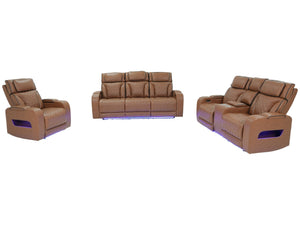 English Elm Jazz Power Reclining Living Room Set with Led Lighting Bluetooth and Wireless Charging B061S00975