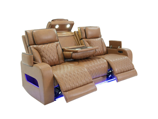 English Elm Jazz Power Reclining Living Room Set with Led Lighting Bluetooth and Wireless Charging B061S00975