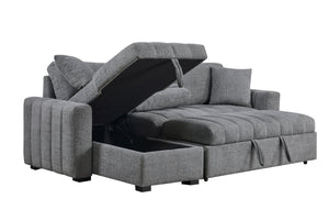 English Elm Seraphina Boucle Sleeper Sectional with Storage Chaise and Wireless Charging Console B061S00978