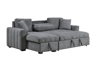 English Elm Seraphina Boucle Sleeper Sectional with Storage Chaise and Wireless Charging Console B061S00978