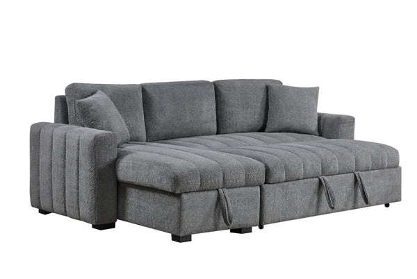 English Elm Seraphina Boucle Sleeper Sectional with Storage Chaise and Wireless Charging Console B061S00978