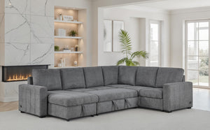 English Elm Seraphina Boucle Modular Sectional with Sleeper Storage and Usb Charging Ports B061S00979