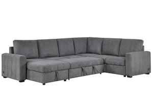 English Elm Seraphina Boucle Modular Sectional with Sleeper Storage and Usb Charging Ports B061S00979