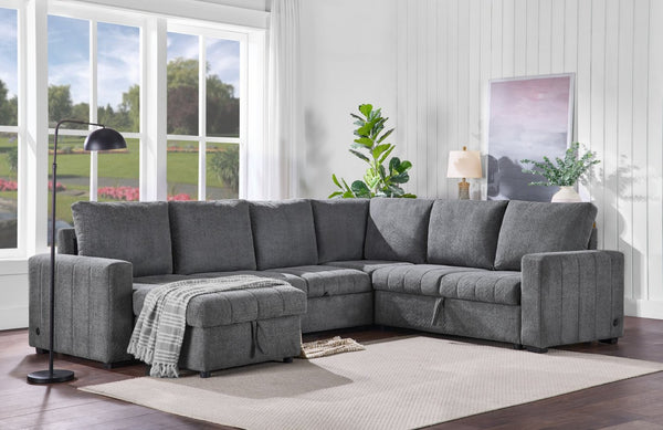 English Elm Seraphina Boucle Modular Sectional with Sleeper Storage and Usb Charging Ports B061S00979