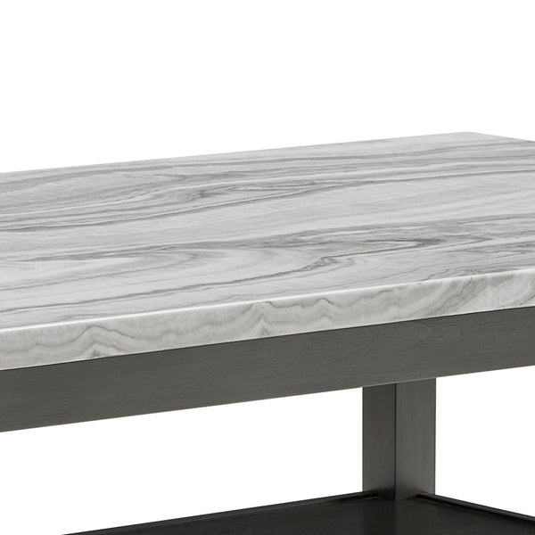 English Elm Selena Seven Piece Dining Set Faux Marble Table with Storage and Barrel Chairs B061S00982