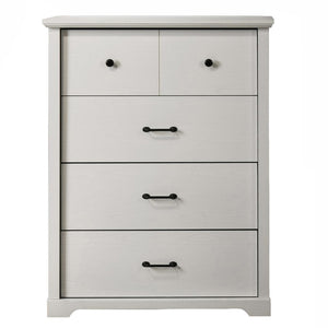 English Elm Elara 3 Piece Bedroom Storage Set with Dresser Chest and Nightstand Usb Charging White B061S00985