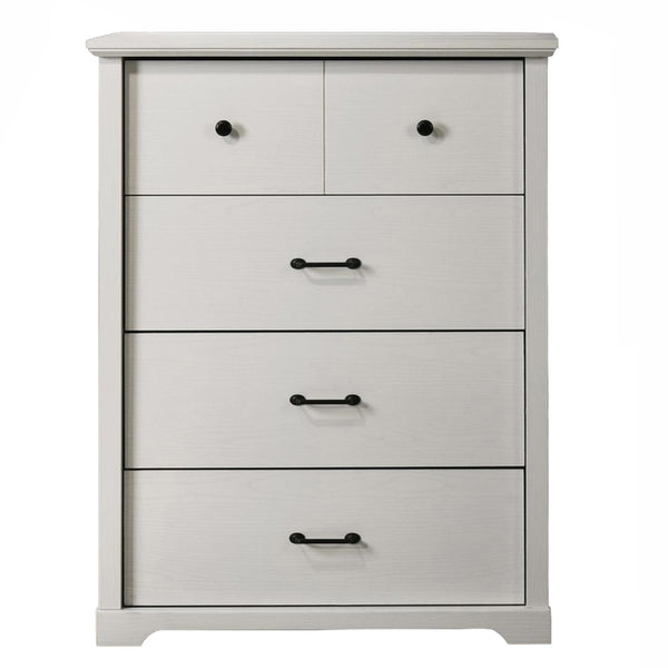 English Elm Elara 3 Piece Bedroom Storage Set with Dresser Chest and Nightstand Usb Charging White B061S00985