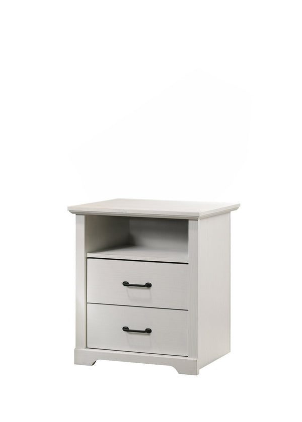 English Elm Elara 3 Piece Bedroom Storage Set with Dresser Chest and Nightstand Usb Charging White B061S00985