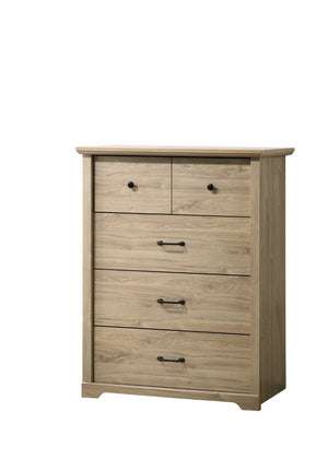 English Elm Elara 3 Piece Bedroom Storage Set with Dresser Chest and Nightstand Usb Charging Light Oak B061S00986