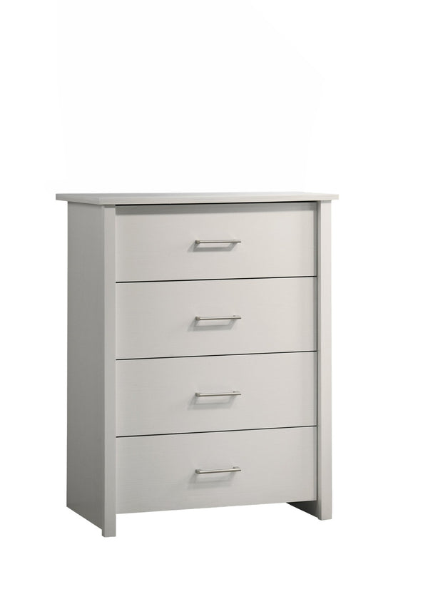 English Elm Celeste Modern 3 Piece Bedroom Storage Set with Dresser Chest and Nightstand White B061S00989