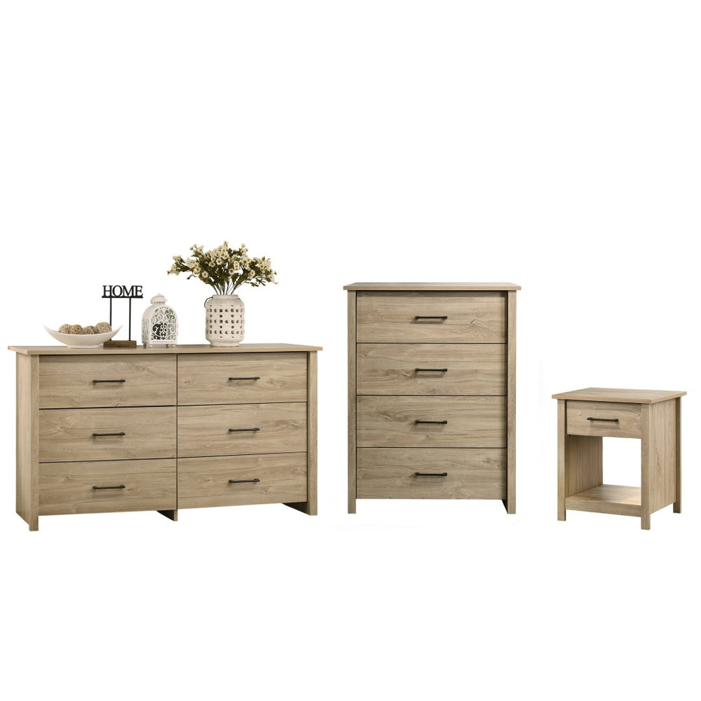 English Elm Celeste Modern 3 Piece Bedroom Storage Set with Dresser Chest and Nightstand Light Oak B061S00990