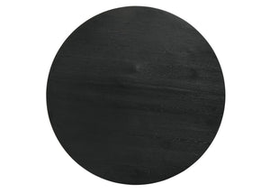 English Elm Haven Round Pedestal Dining Set Seats Six with Boucle Chairs and Ebony Veneer Top B061S00991