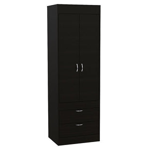 English Elm Wenge Finish Tall Armoire with Two Drawers for Bedroom or Entryway Storage B062P202118