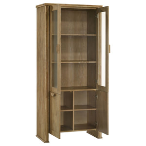 English Elm Dreydon Rustic Oak Veneer Four Door Display Cabinet with Tempered Glass Shelving B062P507788