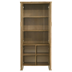 English Elm Dreydon Rustic Oak Veneer Four Door Display Cabinet with Tempered Glass Shelving B062P507788