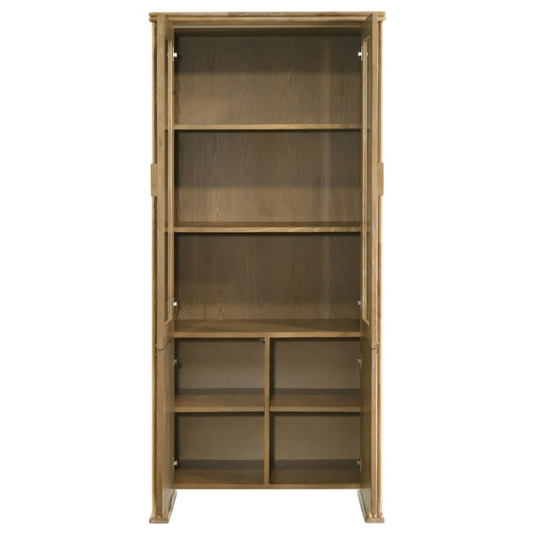 English Elm Dreydon Rustic Oak Veneer Four Door Display Cabinet with Tempered Glass Shelving B062P507788