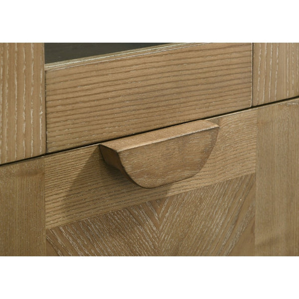 English Elm Dreydon Rustic Oak Veneer Four Door Display Cabinet with Tempered Glass Shelving B062P507788