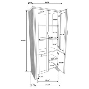 English Elm Dreydon Rustic Oak Veneer Four Door Display Cabinet with Tempered Glass Shelving B062P507788