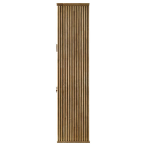 English Elm Dreydon Rustic Oak Veneer Four Door Display Cabinet with Tempered Glass Shelving B062P507788